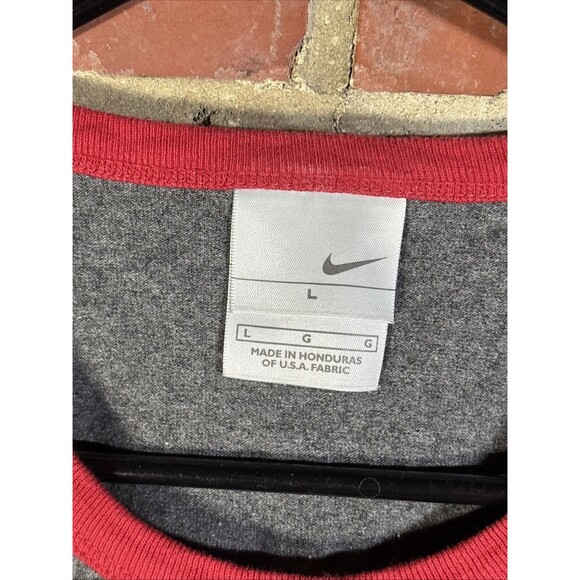 Vintage Y2k Nike Air Shirt Grey Tag Red Print Basic Ringer Style Size Large - Picture 5 of 6